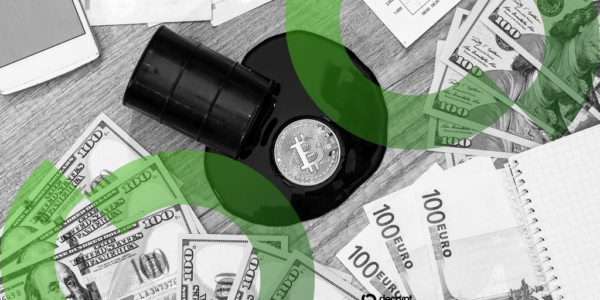 Ilustrasi Bitcoin dan harga minyak yang melambung tinggi